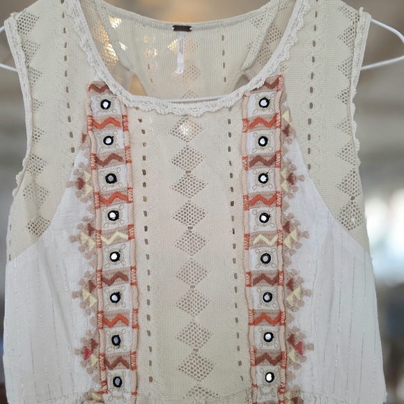 Free People Embroidered Boho Aztec Sleeveless Tank Dress Xs 2 - Picture 2 of 4